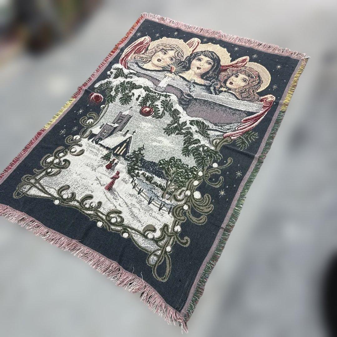 天使　クリスマス　マルチカバー　ソファカバー　ヴィンテージラグ　170x117