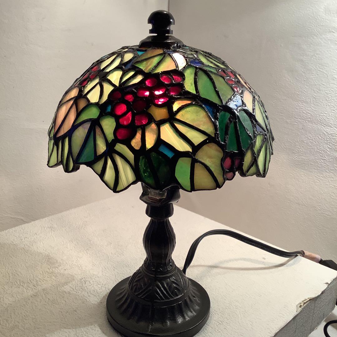 ステンドグラス　卓上ランプ　ミニぶどうランプ(Saiki)(222)