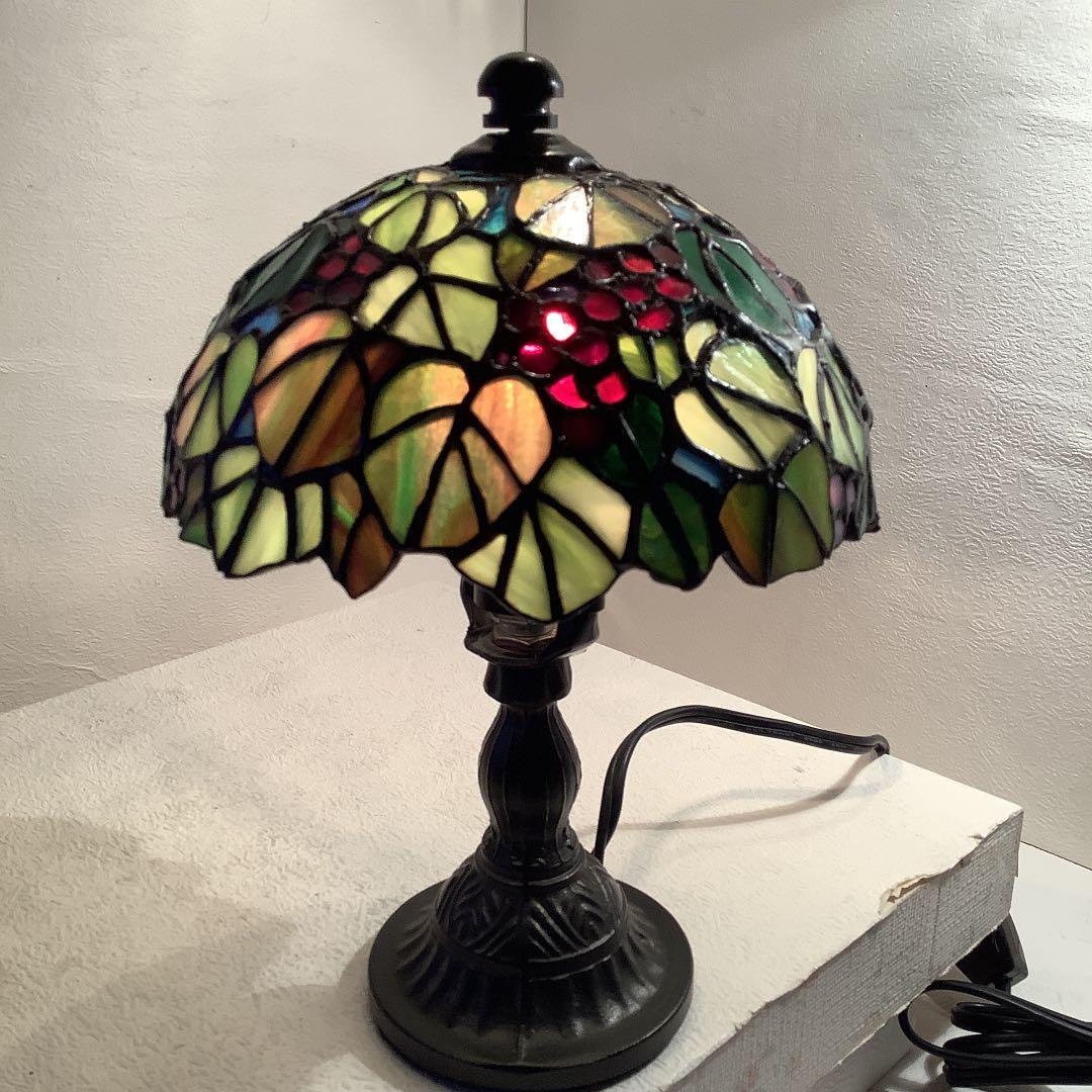 ステンドグラス　卓上ランプ　ミニぶどうランプ(Saiki)(222)