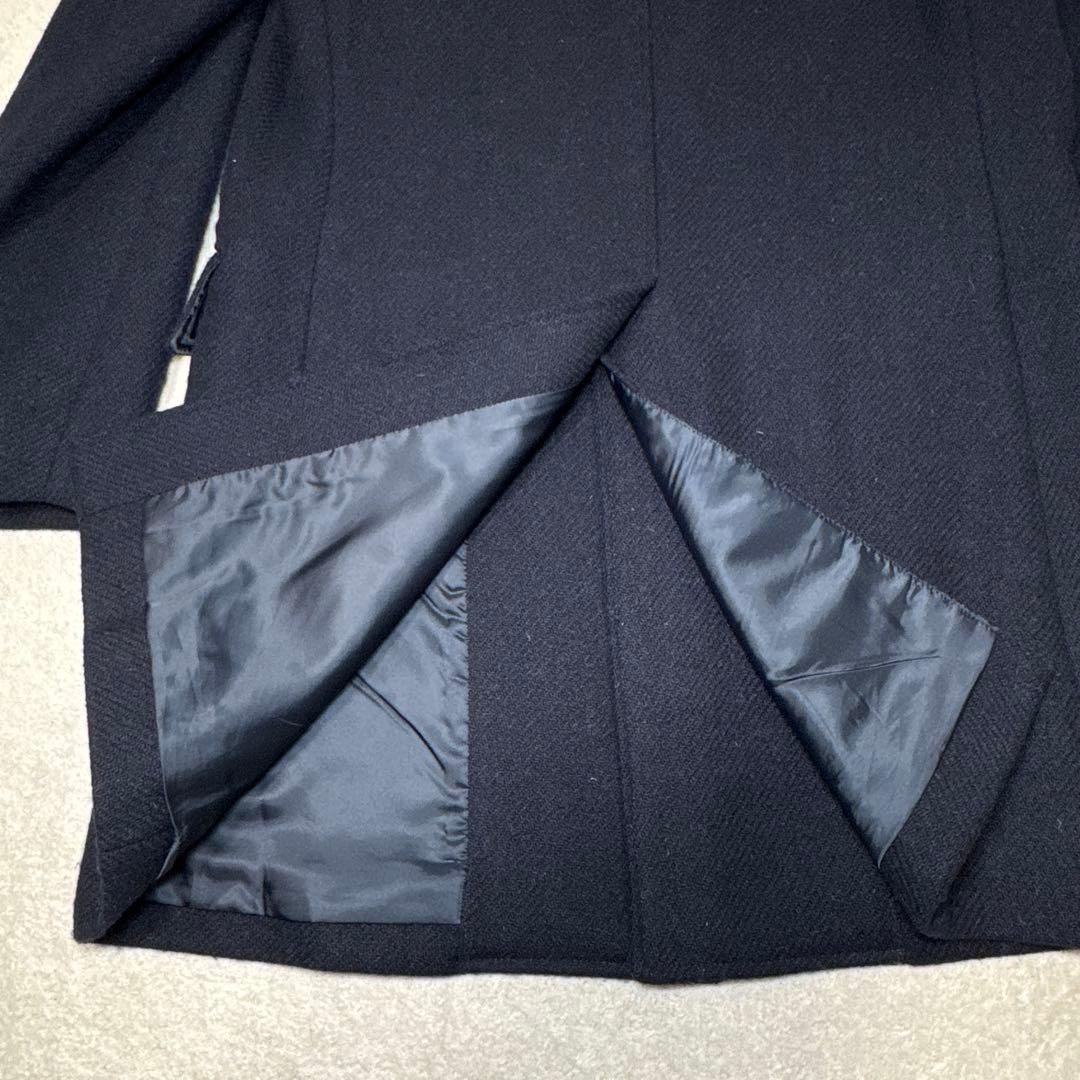 57 極美品　ビームスハート　ハリスツイード　ステンカラーコート　ネイビー　46