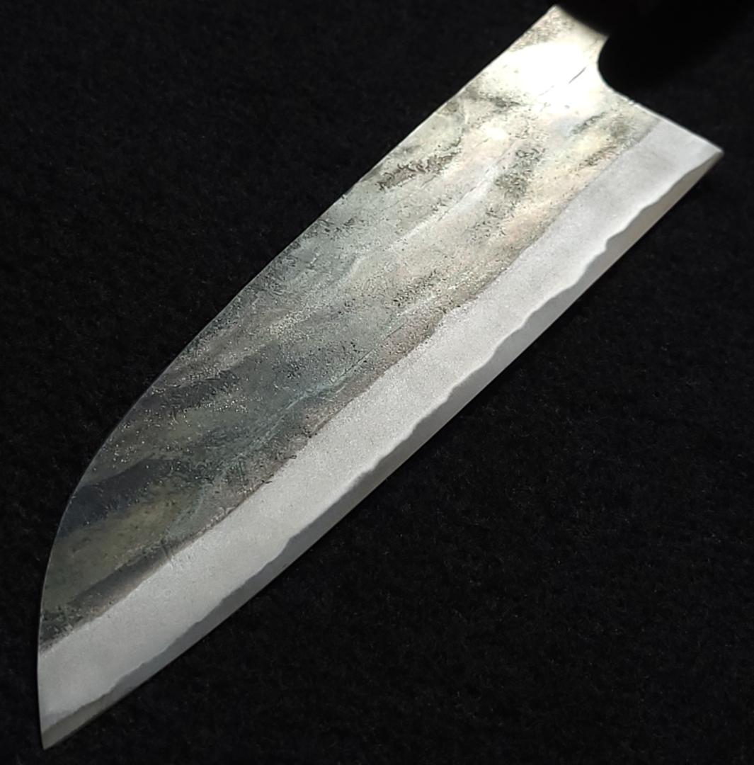 白紙1号 黒打 三徳包丁 180㎜ G1324 焼栗柄 月光作