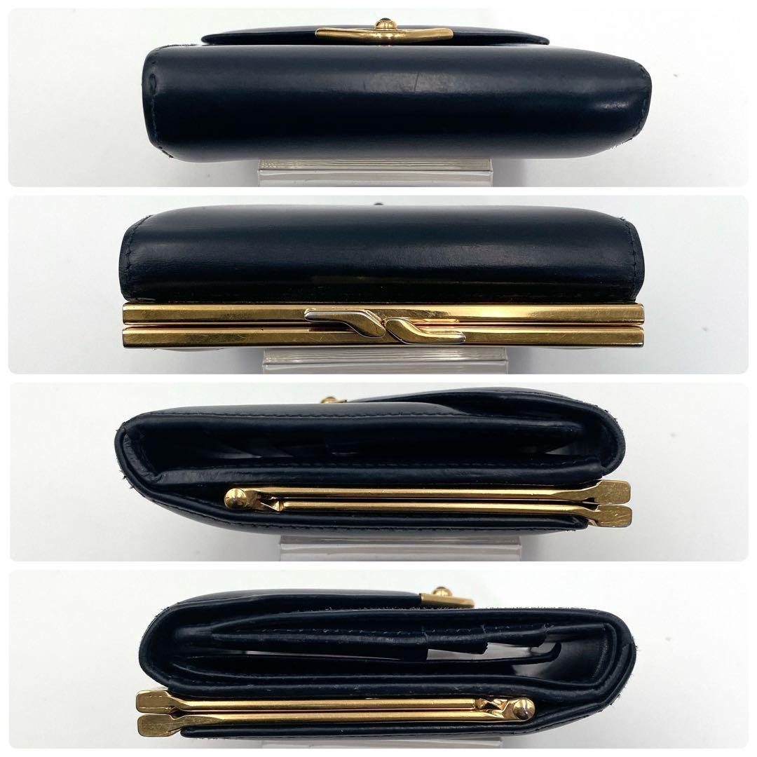 Cartier カルティエ サファイア ライン がま口 三つ折り財布 ネイビー