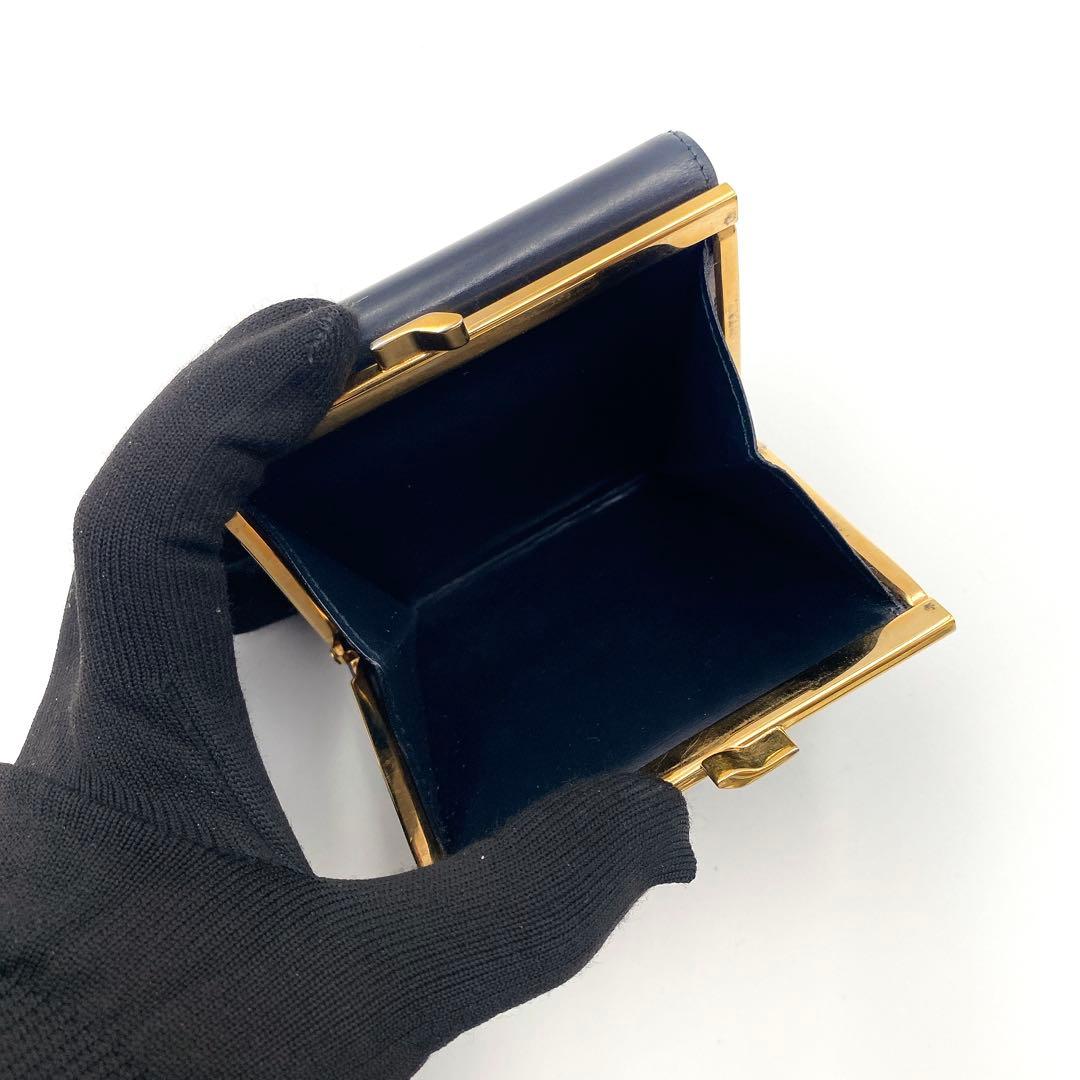 Cartier カルティエ サファイア ライン がま口 三つ折り財布 ネイビー