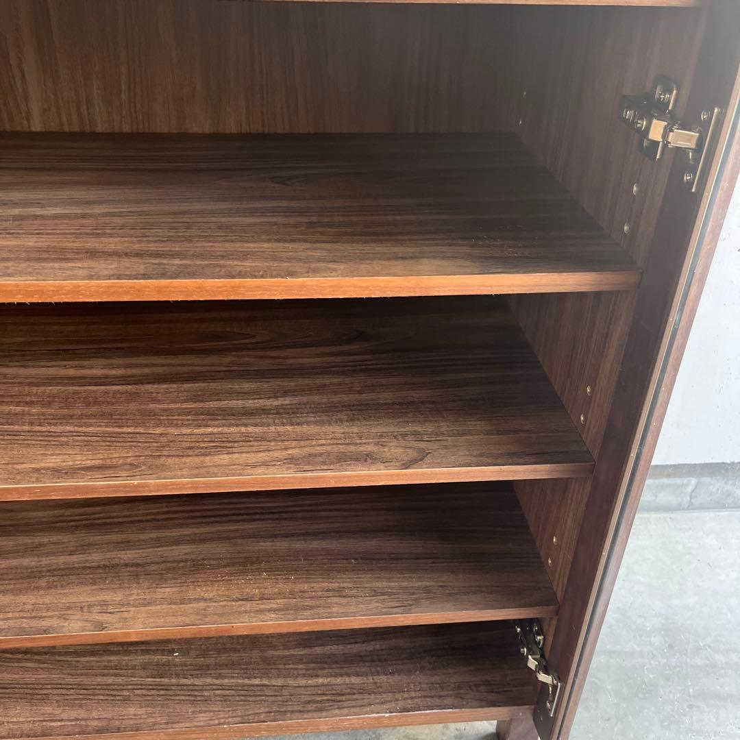 美品・廃盤希少★無印 ウォールナット材キャビネット・ガラス扉