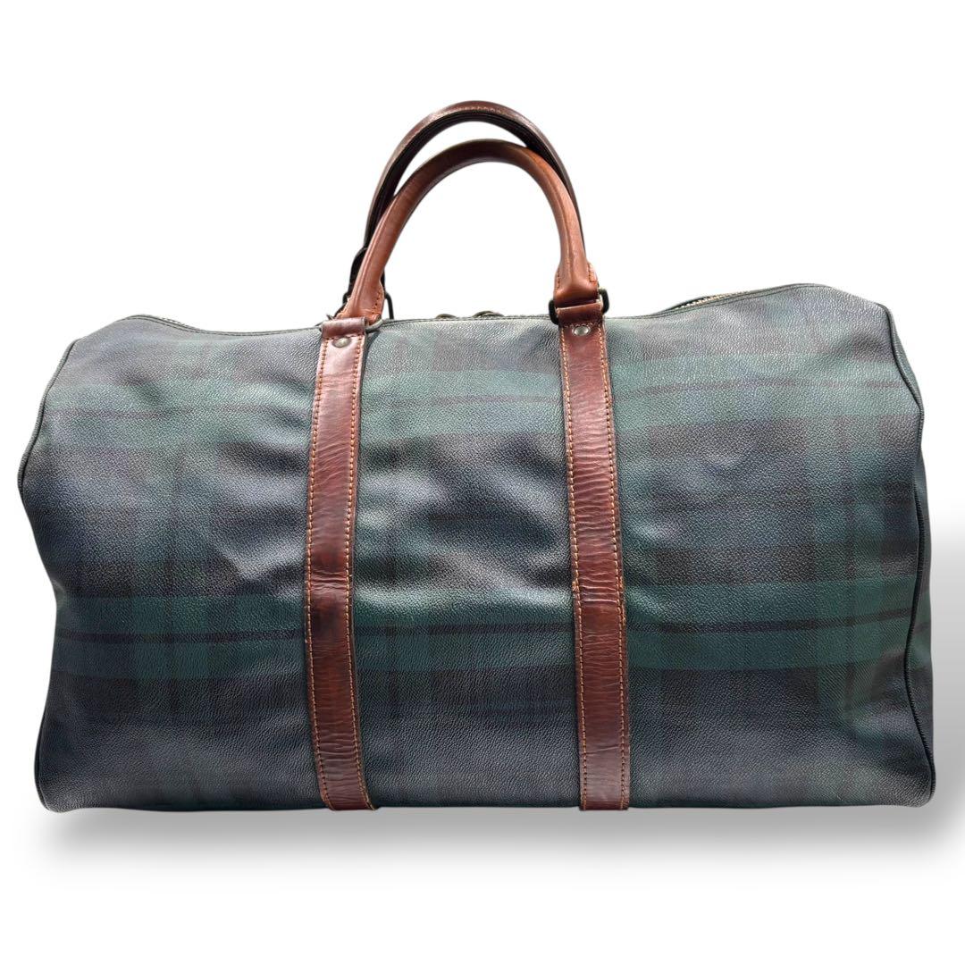 【ヴィンテージ】ポロラルフローレン　ボストンバッグ　トラベル　チェック柄　PVC