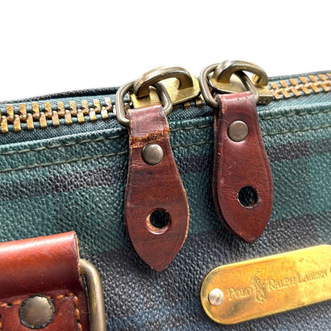 【ヴィンテージ】ポロラルフローレン　ボストンバッグ　トラベル　チェック柄　PVC