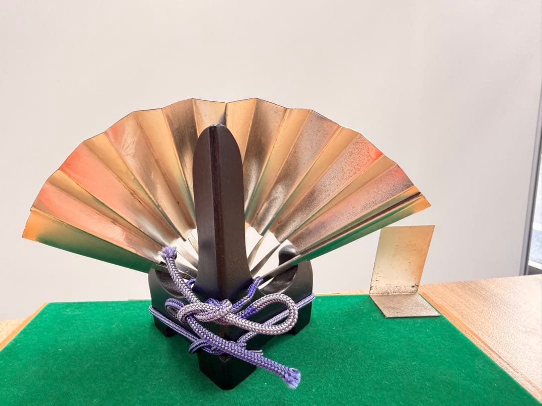 美品！ 秀雄作 松竹梅 純銀仕上げ 置物 工芸品 扇 5号