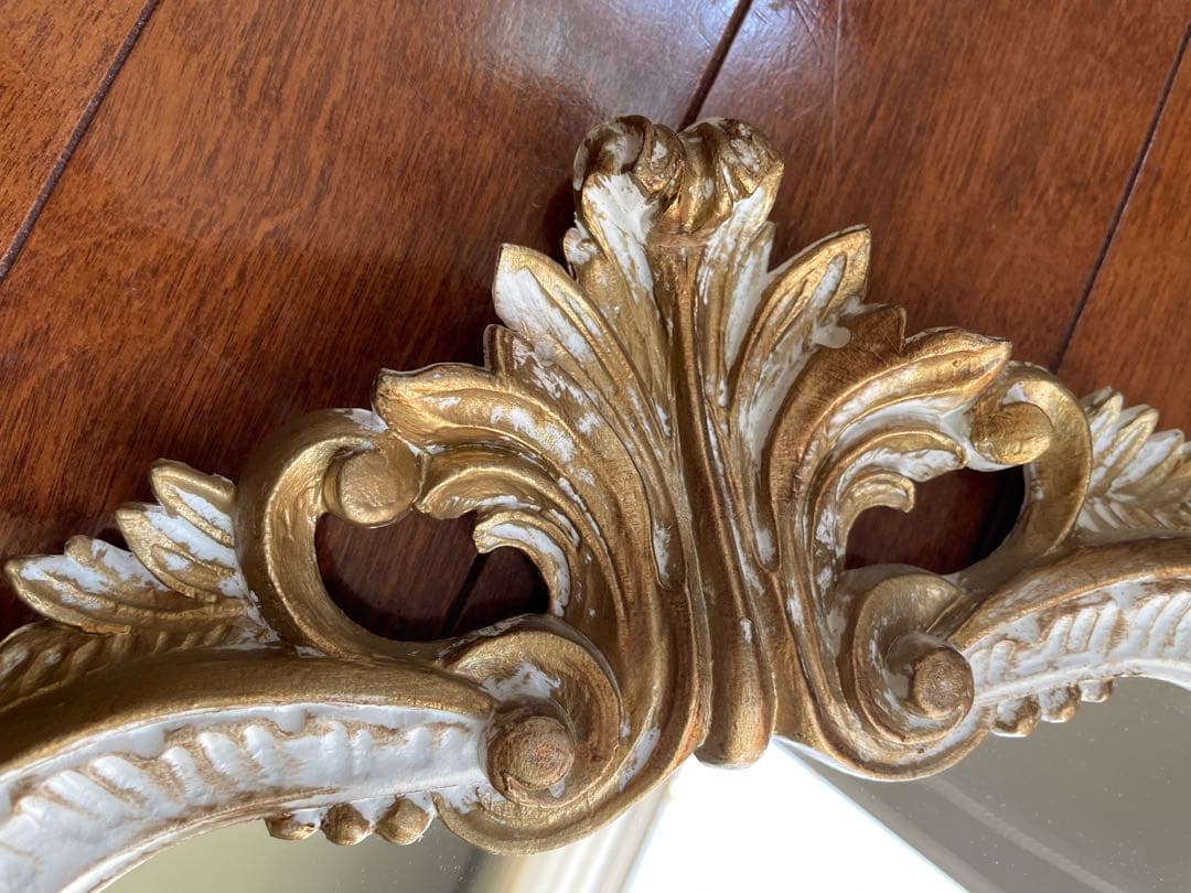 アンティーク調ミラー（ホワイト×ゴールド）