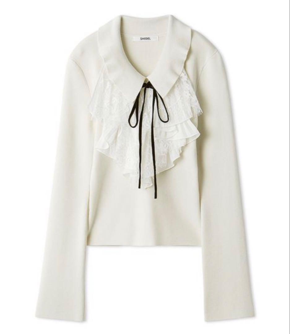 【snidel】Sustainableレイヤードラッフルニットプルオーバー