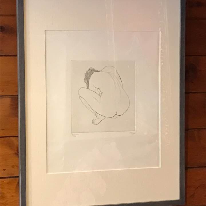 Ｆ.Cheysのエッチング女性の後ろ姿のヌード、清純ヌード、飾る場所選びません。