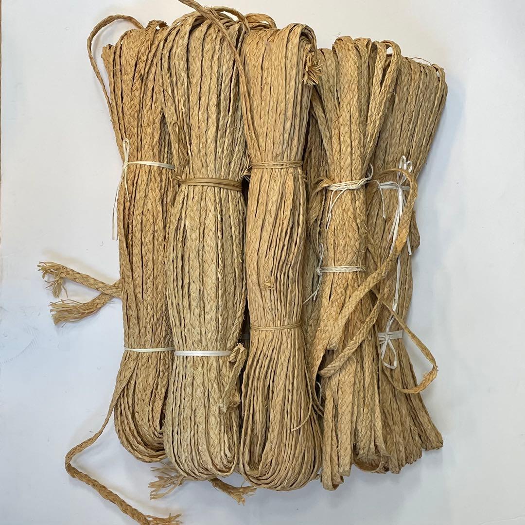 帽子材料　ラフィア手編みブレード10mm幅×7反　①