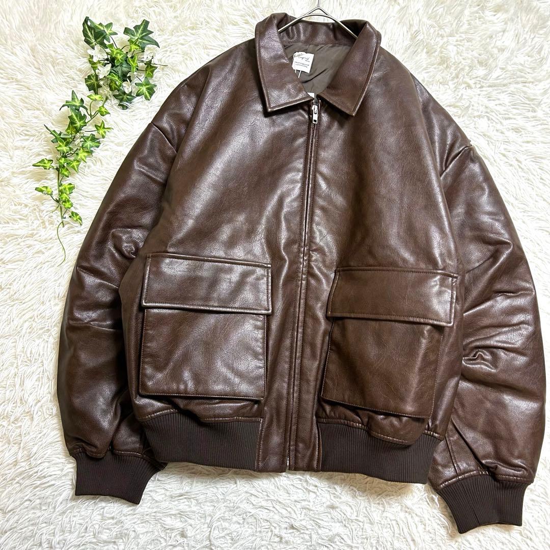 【新品未使用】Ungrid フェイクレザーブルゾン ブラウン F