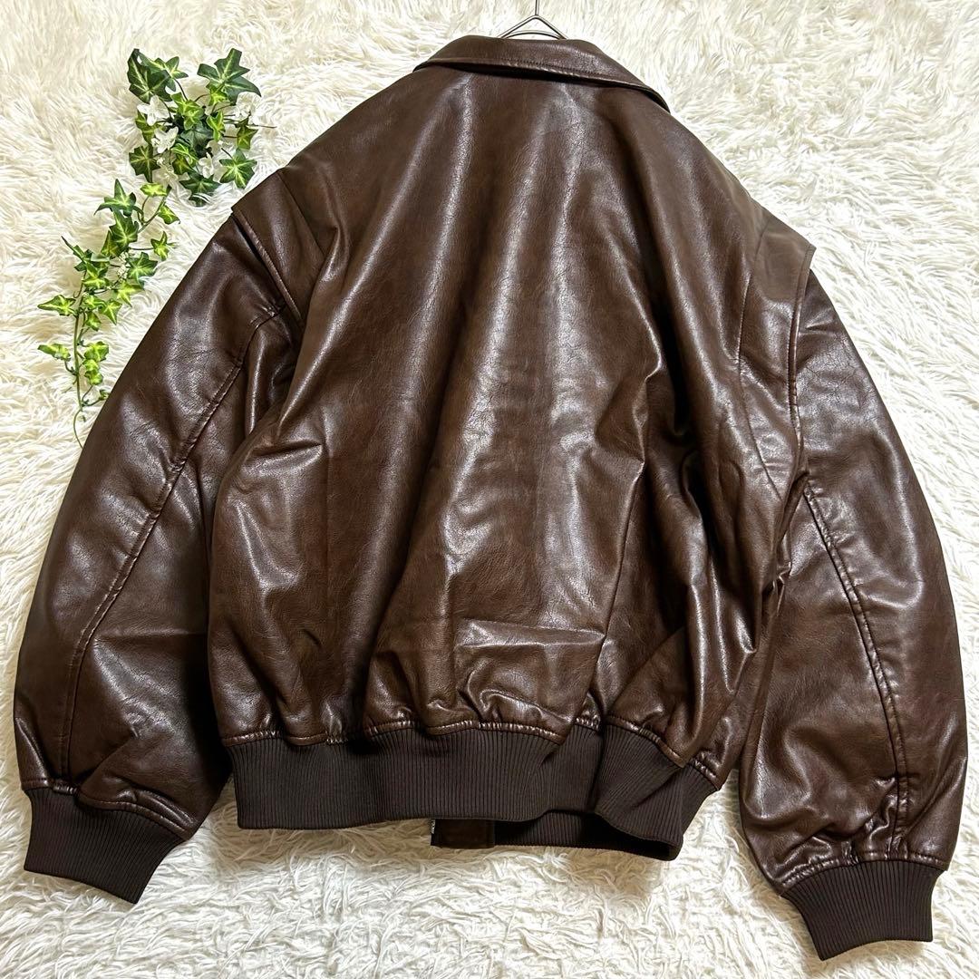 【新品未使用】Ungrid フェイクレザーブルゾン ブラウン F