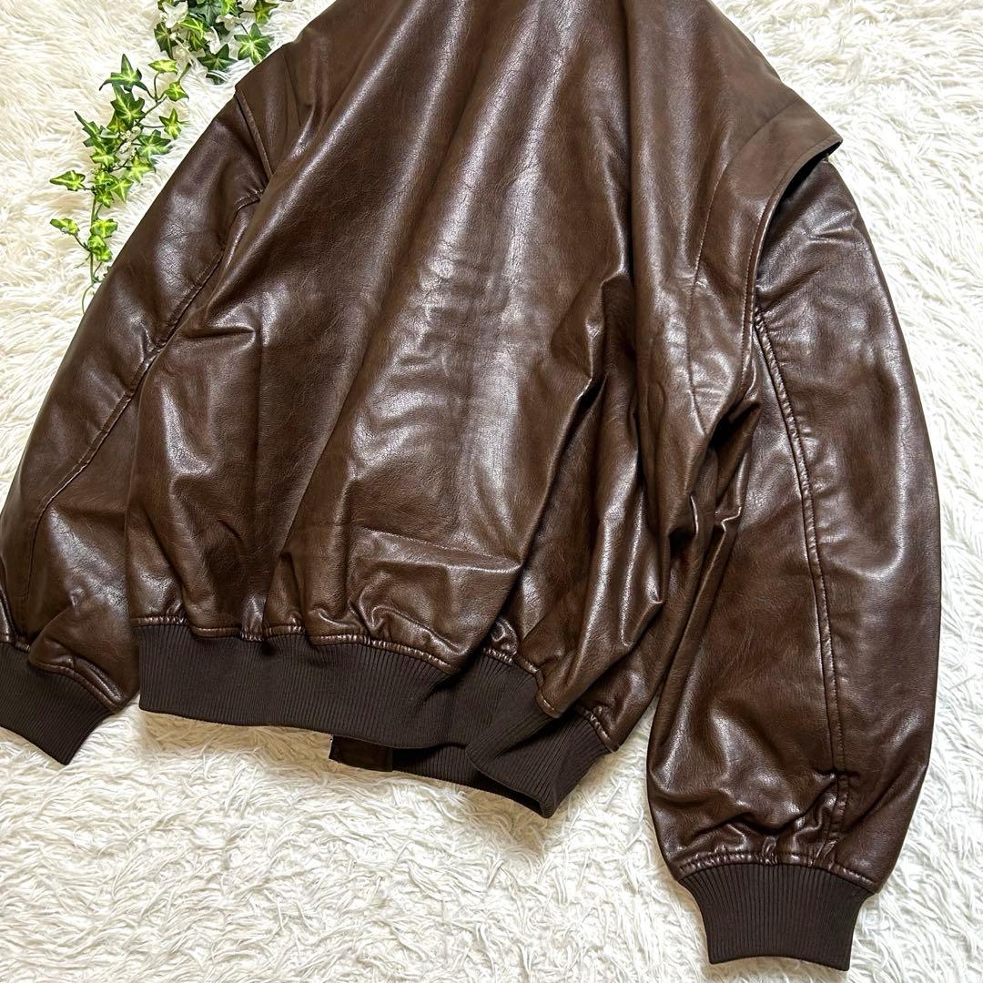 【新品未使用】Ungrid フェイクレザーブルゾン ブラウン F