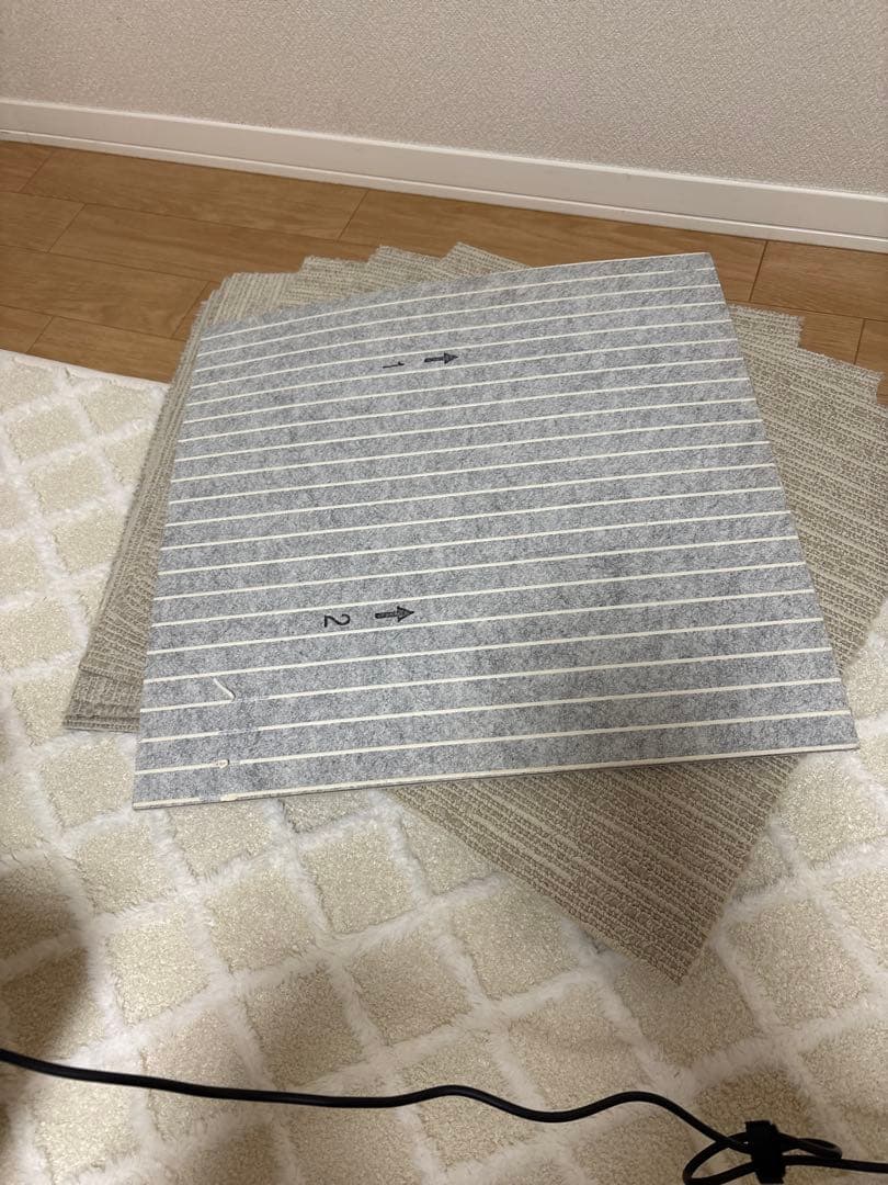 東リ　ベージュ ストライプラグ 約50x50cm 20枚