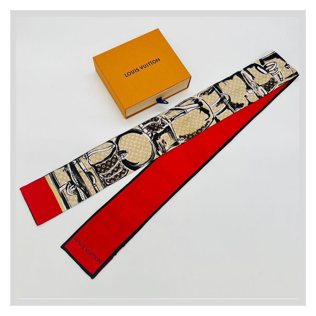 ルイヴィトン M73964　タグなし　バンドー スカーフ レッド　シルク