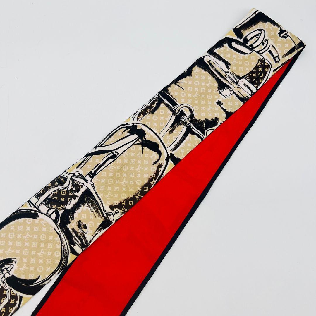 ルイヴィトン M73964　タグなし　バンドー スカーフ レッド　シルク