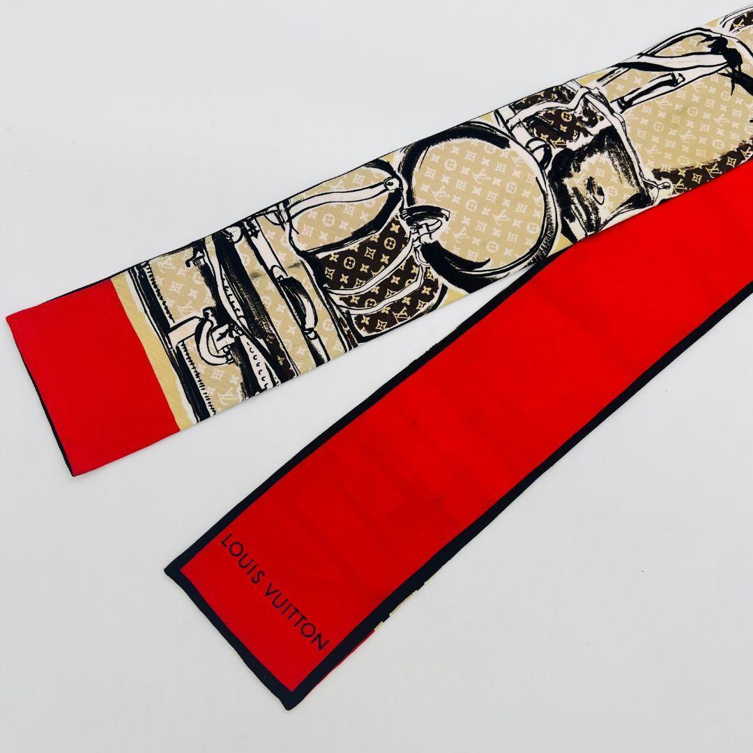 ルイヴィトン M73964　タグなし　バンドー スカーフ レッド　シルク