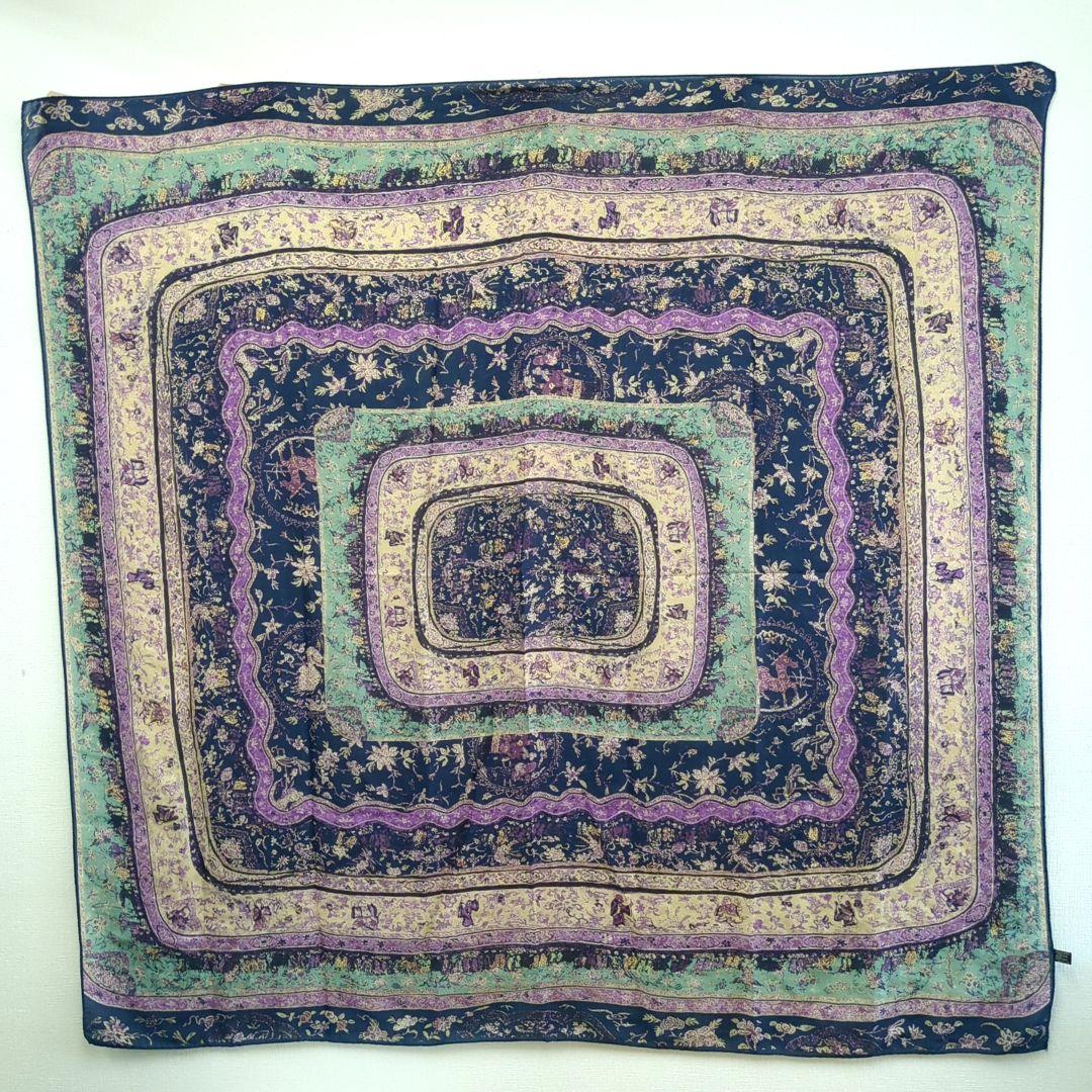 エトロ 大判 スカーフ ショール 50%ウール 50%シルク イタリア製etro