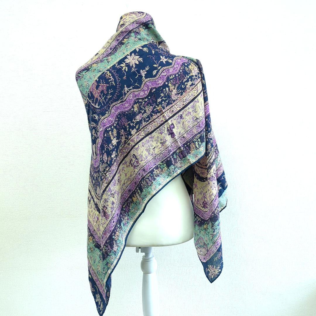 エトロ 大判 スカーフ ショール 50%ウール 50%シルク イタリア製etro