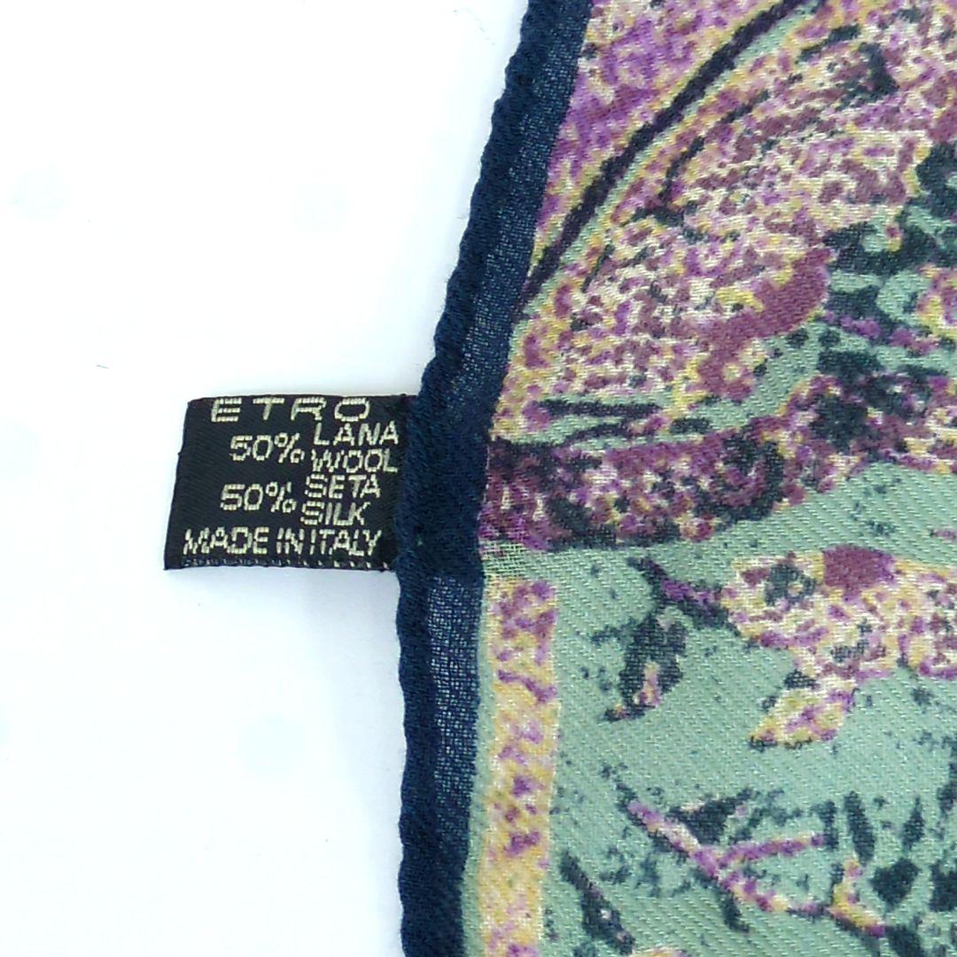 エトロ 大判 スカーフ ショール 50%ウール 50%シルク イタリア製etro