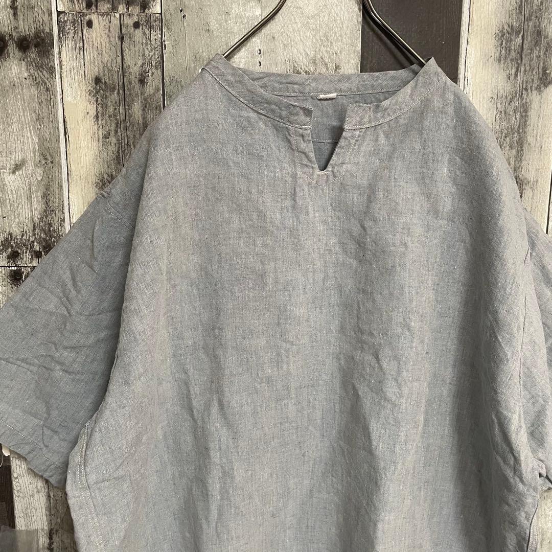 45R　リネン　麻　908　半袖Tシャツ　カットソー　大き目　オーバーサイズ