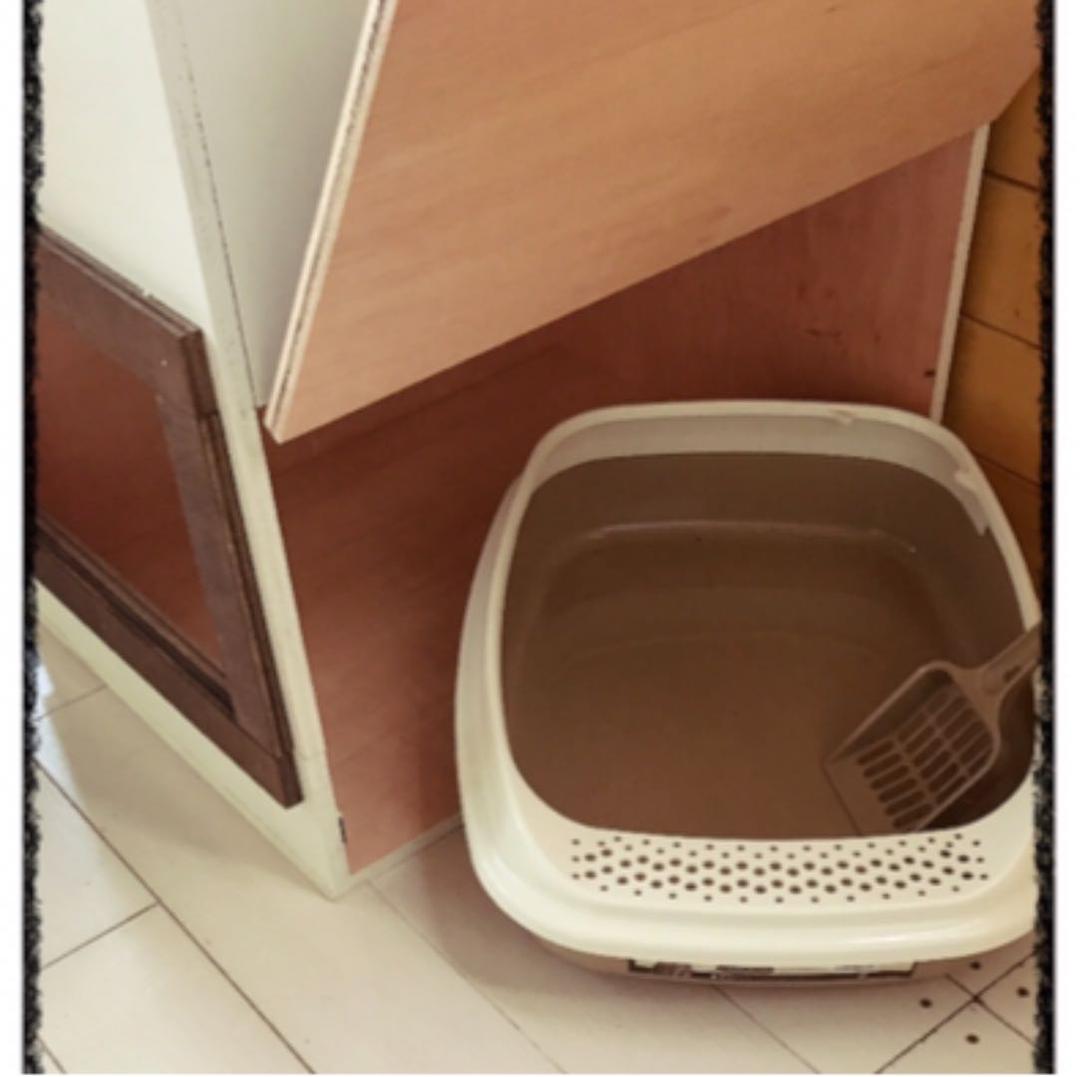 送料無料 手作り 猫ちゃん 収納型 トイレorハウス ハンドメイド トイレ容器付