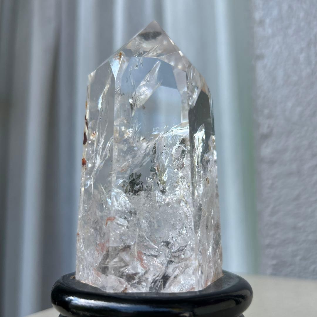 水晶　六角柱　レインボー多数入　透明度抜群