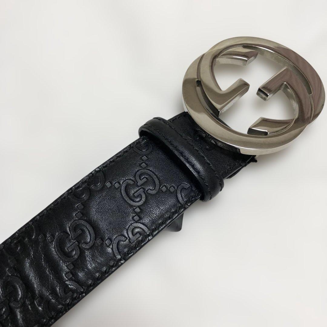 GUCCI グッチ　メンズ　ベルト　GG柄　ブラック