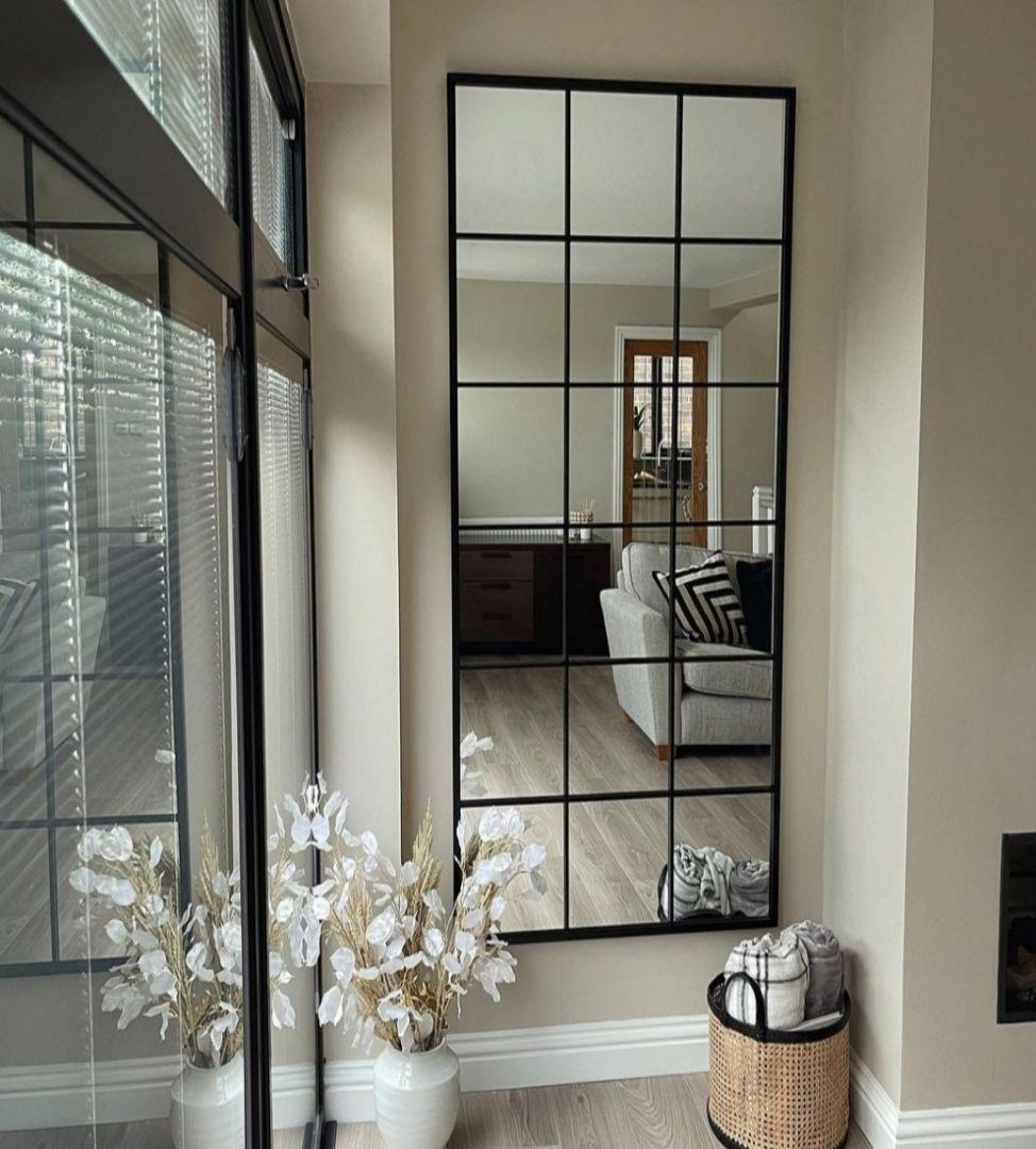 姿見　大型　格子　格子鏡　格子ミラー　海外風　9枚ミラー