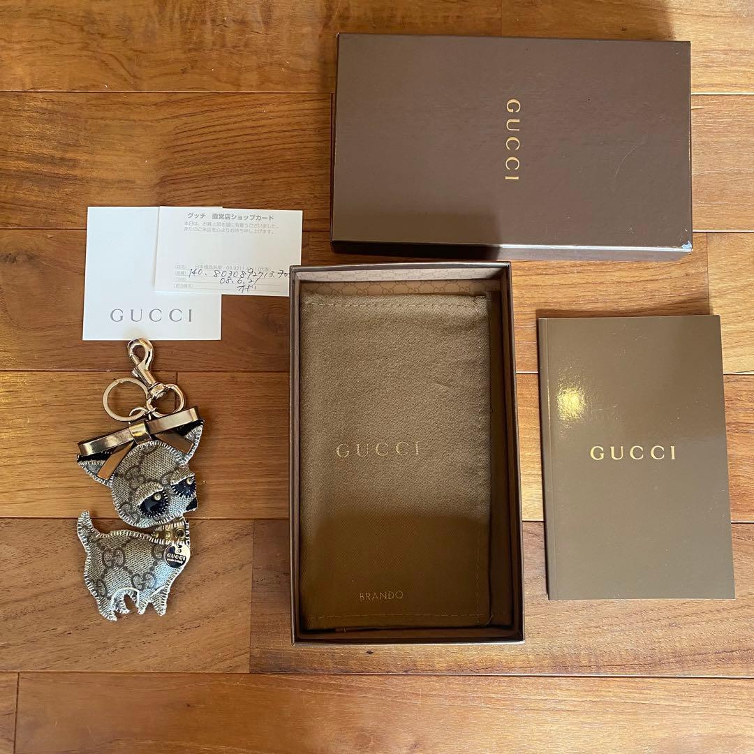 未使用！GUCCI キーリング　チャーム　チワワ　犬　ドッグ　ブラウン　GG柄