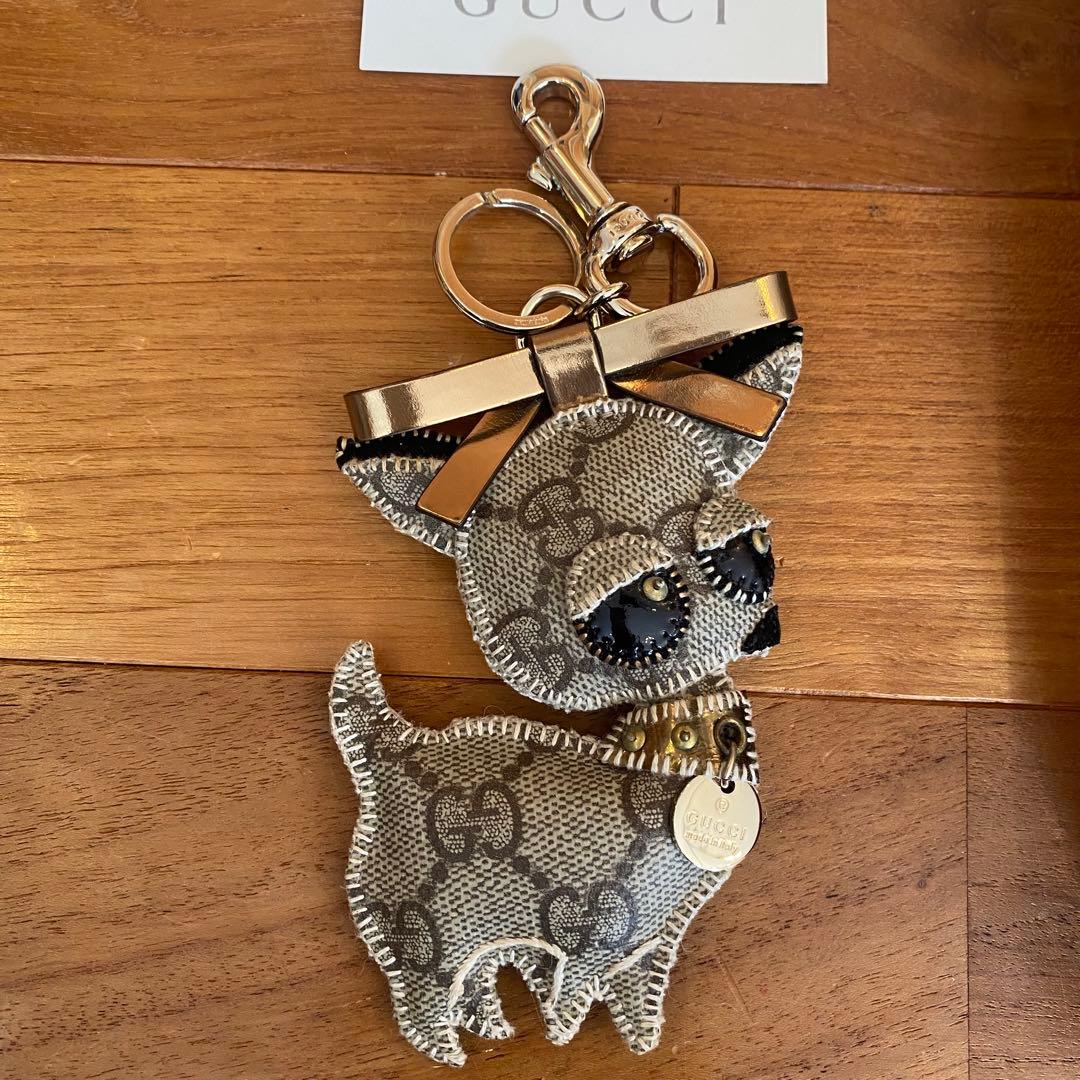 未使用！GUCCI キーリング　チャーム　チワワ　犬　ドッグ　ブラウン　GG柄