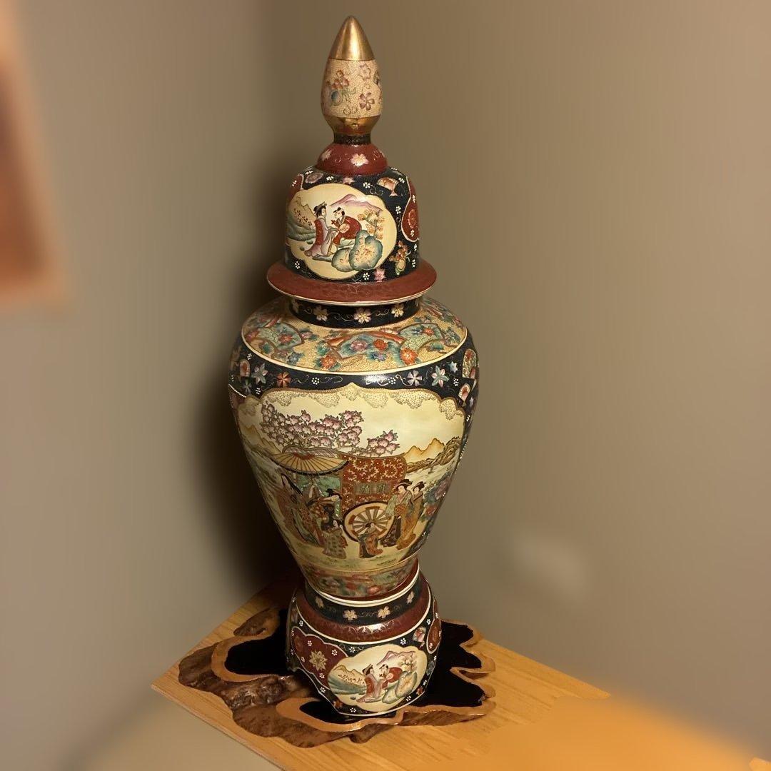 薩摩焼装飾大型陶器壺