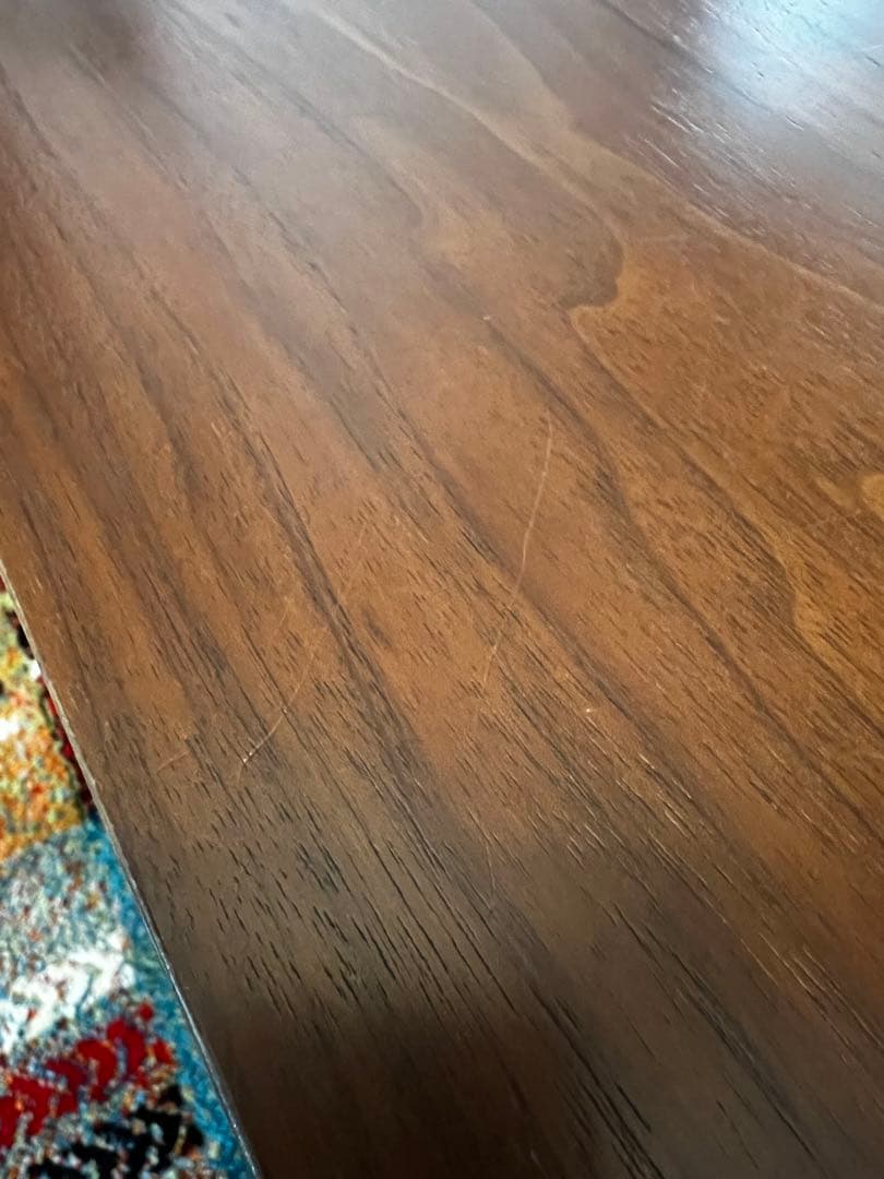 ダークブラウン 木製センターテーブル ガラス天板付き