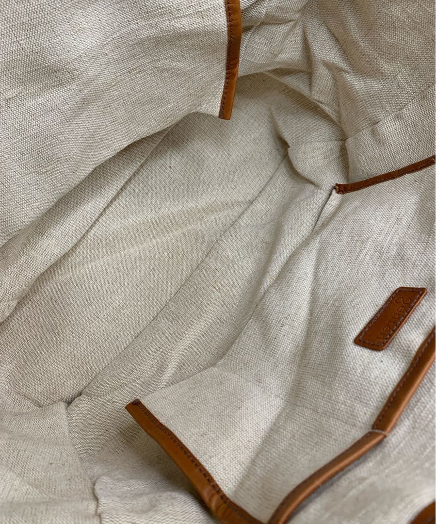 genten トートバッグ 大きめ 布×革 幾何学柄 タグ付き ヴィンテージ風