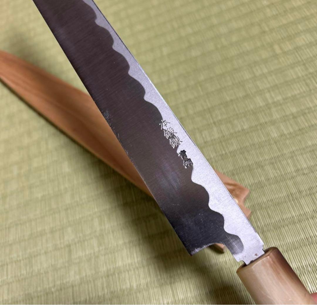 青鋼　東源一文字正英　本鍛錬　鞘付き　白水牛八角柄