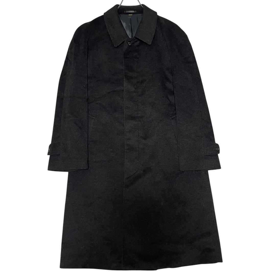 カシミヤ20%【vintage】マキシ丈比翼チェスターコート チャコール XL