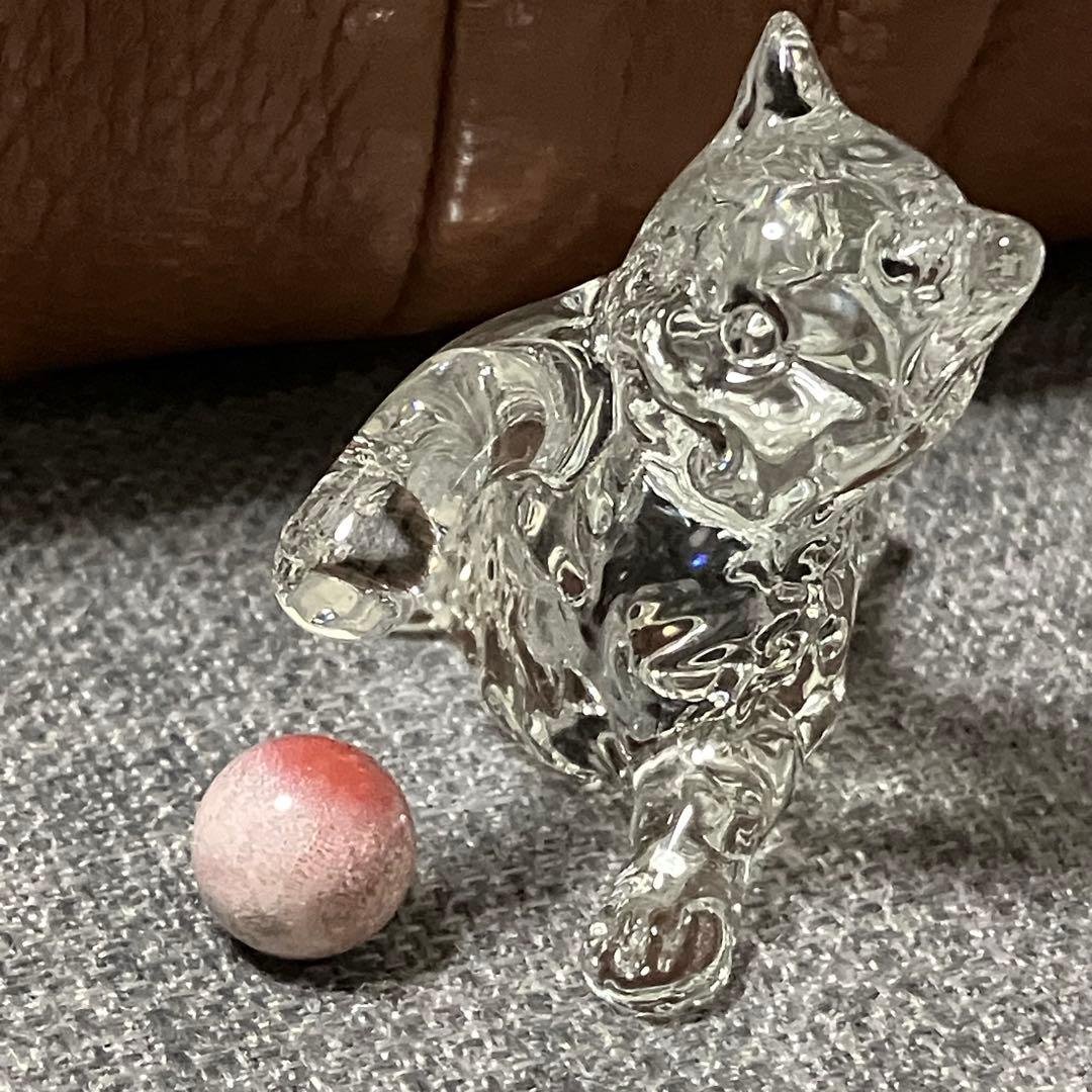 美品 可愛い 猫 キャット ガラス製 置物