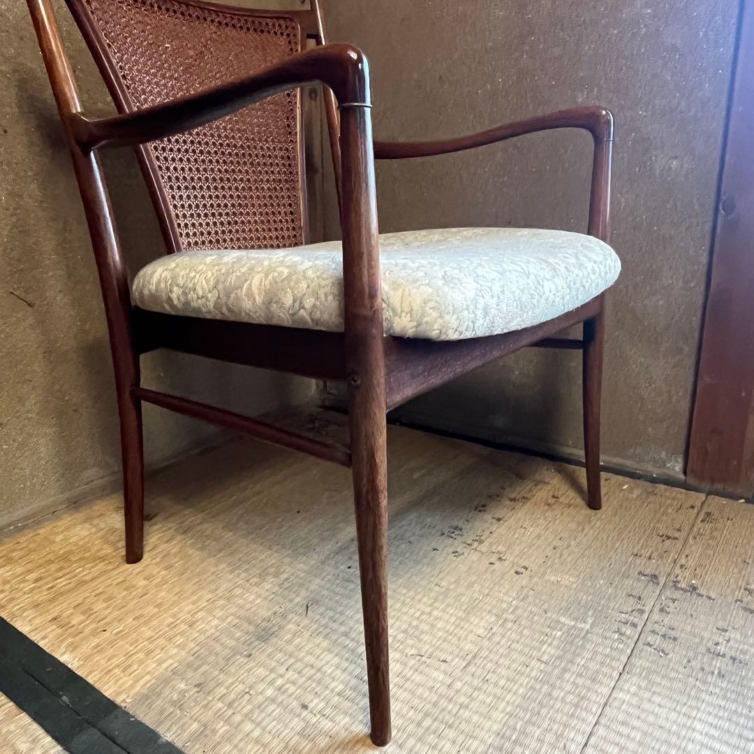 マルニ木工 籐張り ラウンジチェア 昭和レトロ