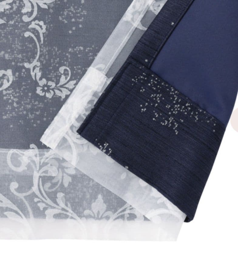 Francfranc ブリス×ルシーラ ダブルカーテン ネイビー　100×135