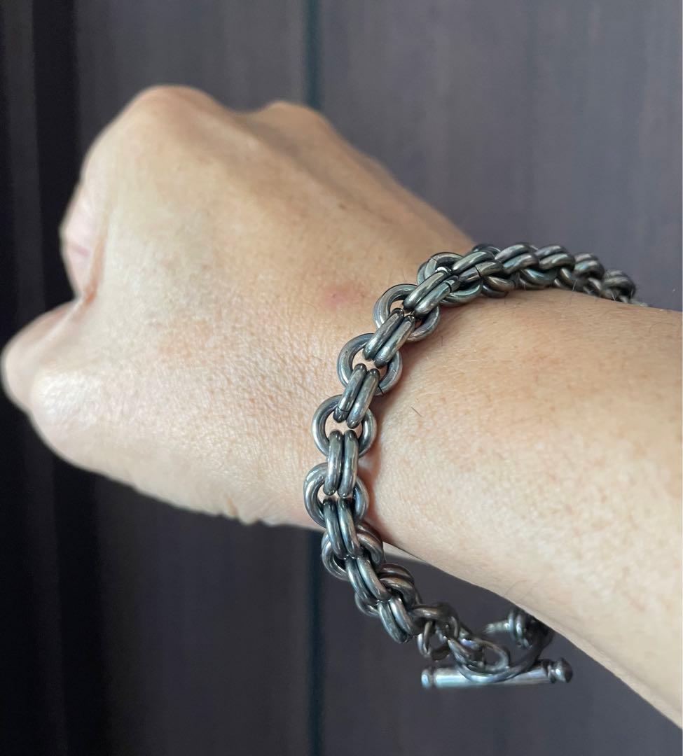 インディアン　民族　ダブルチェーン　シルバー925 スターリング　ブレスレット