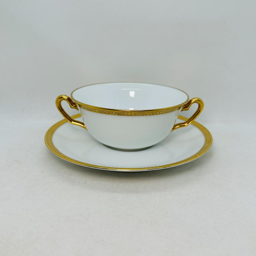 専用未使用 大倉陶園 片葉金蝕 スープカップ 6客セット 白磁金彩