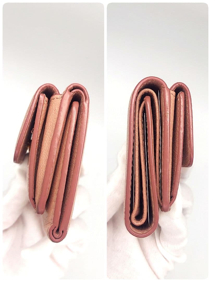 【もか】MIUMIU 三つ折り財布 コンパクトウォレット ゴールドロゴ