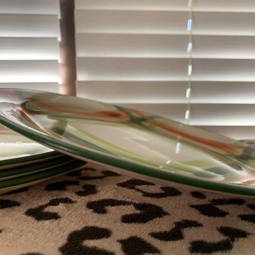 ビンテージ50s 手描き皿４枚&グラタン皿1枚 セットで