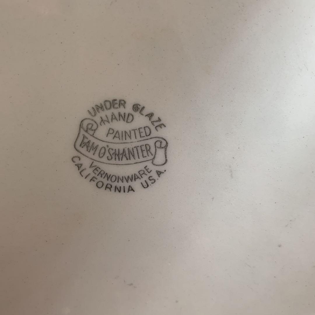 ビンテージ50s 手描き皿４枚&グラタン皿1枚 セットで