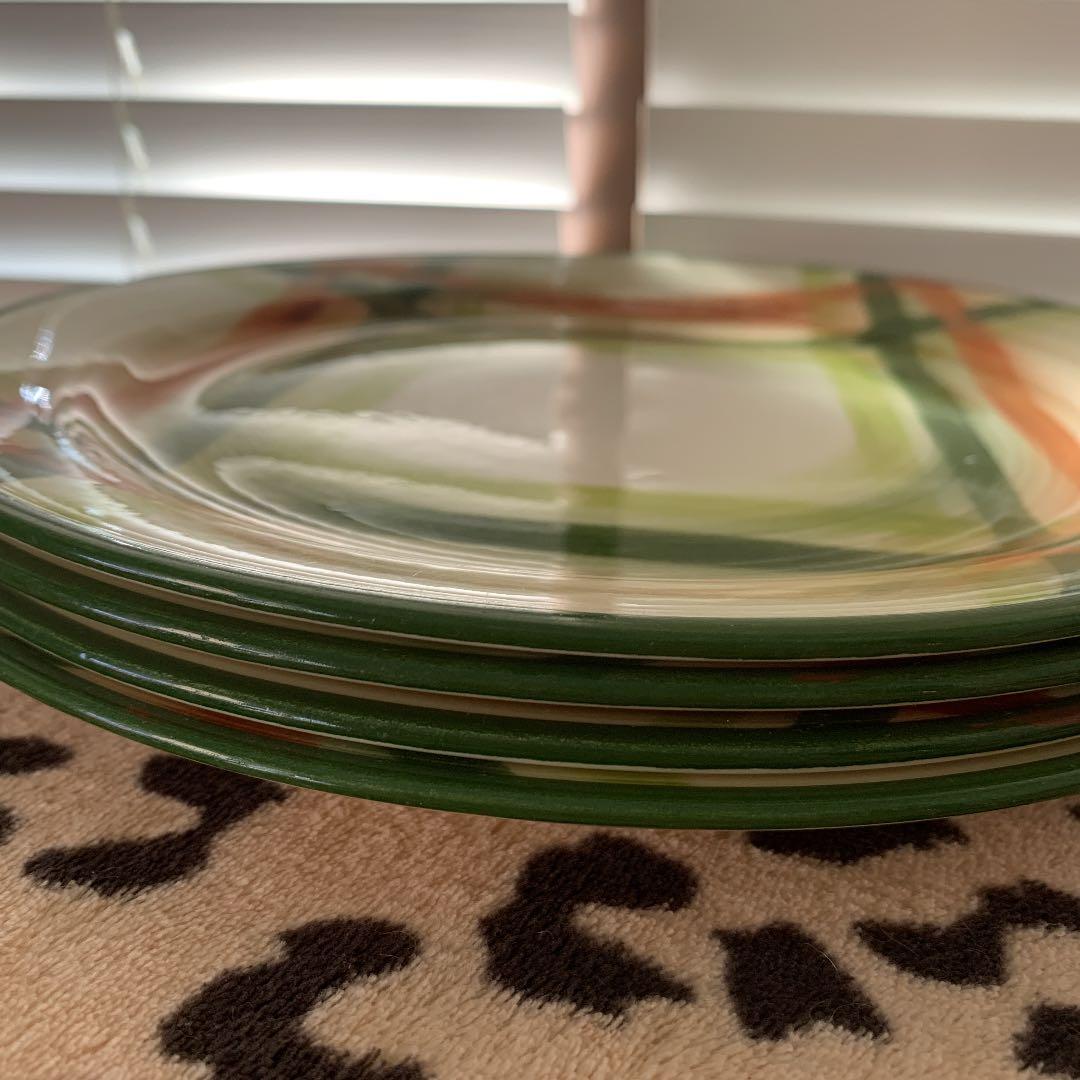 ビンテージ50s 手描き皿４枚&グラタン皿1枚 セットで