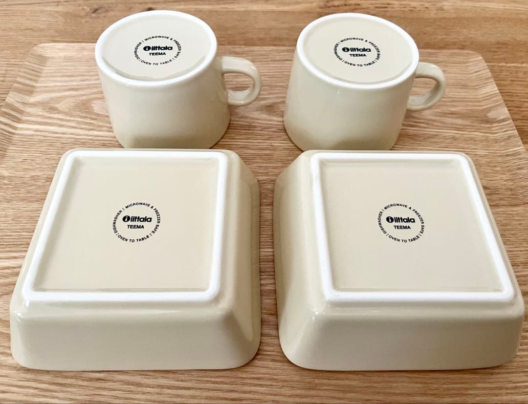  イッタラ　ティーマ　リネン　スクエアプレート　カップ　セット