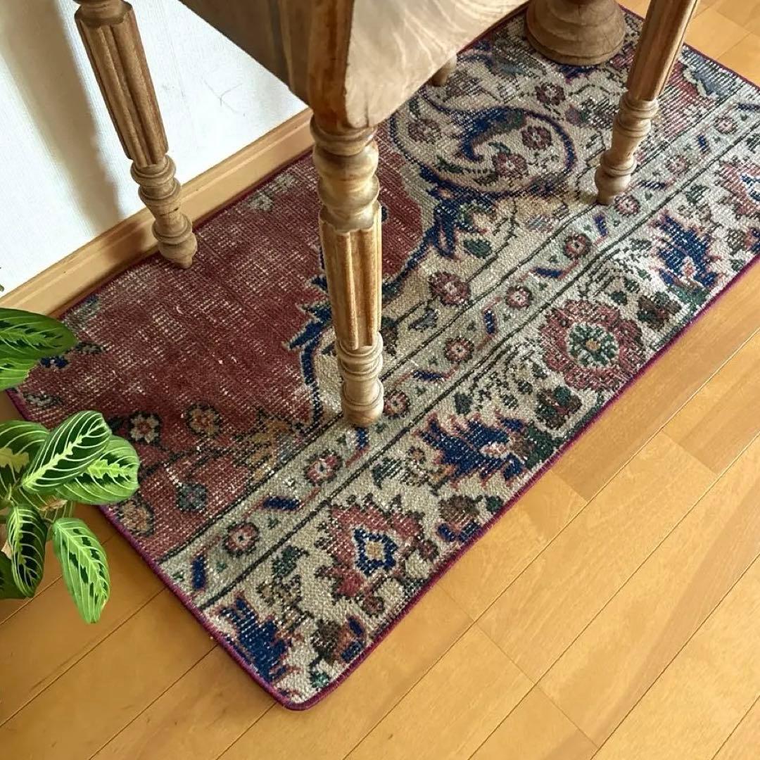 50.5×100.5 ボタニカルマット　アンティーク　トルコヴィンテージラグ