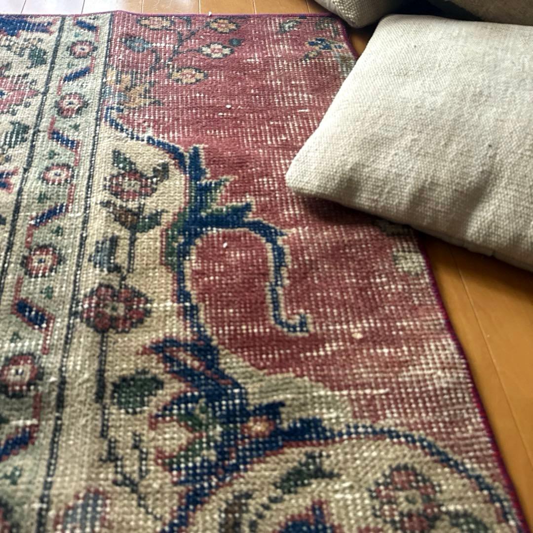 50.5×100.5 ボタニカルマット　アンティーク　トルコヴィンテージラグ