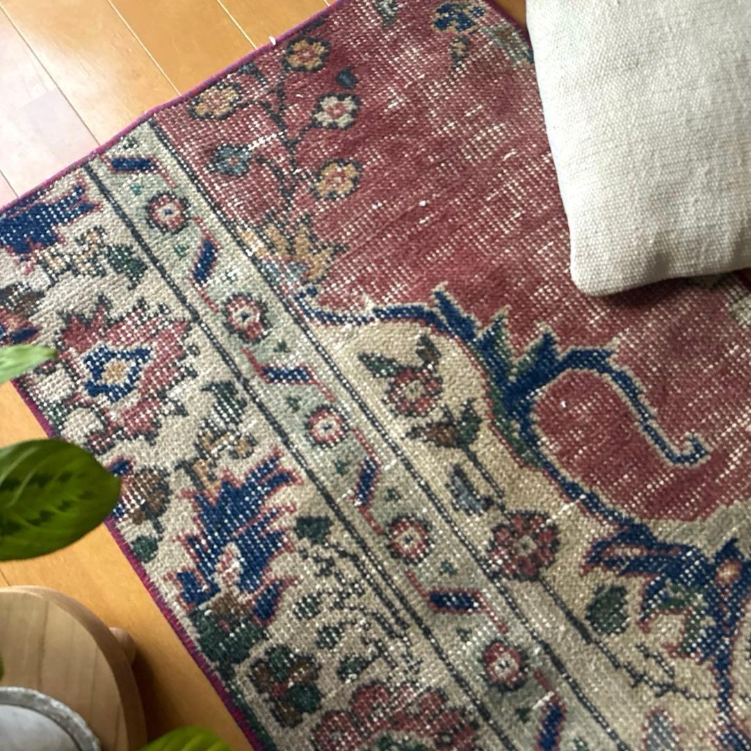 50.5×100.5 ボタニカルマット　アンティーク　トルコヴィンテージラグ